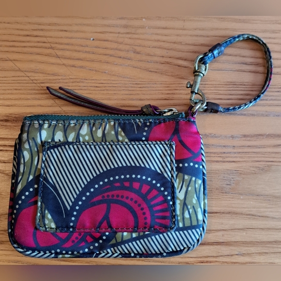 MZ Wallace Green Paisley Nylon & Leather Boho Casual Neutral Wristlet Purse Bag - Picture 2 of 6